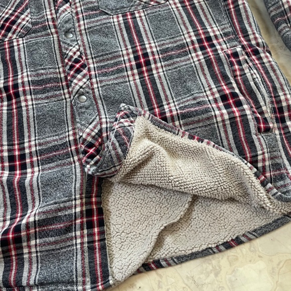 Sonoma Mens Snap Front Plaid Faux Sherpa Lined Jacket - Picture 4 of 7